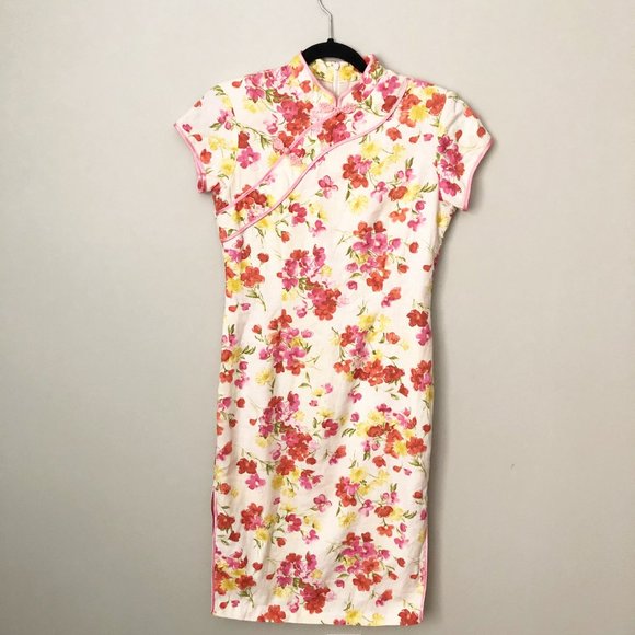 Hich Class vintage mandarin collar floral short sleeve dress size 6 - Picture 1 of 14